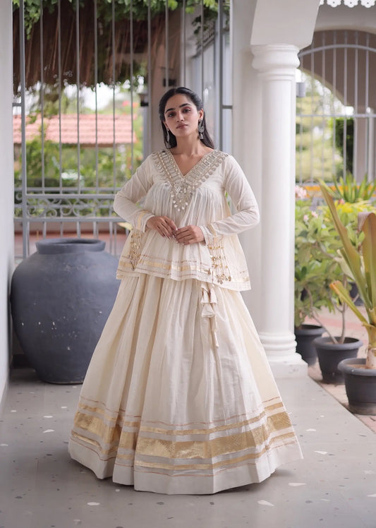 White Cotton Navratri Chaniya Choli