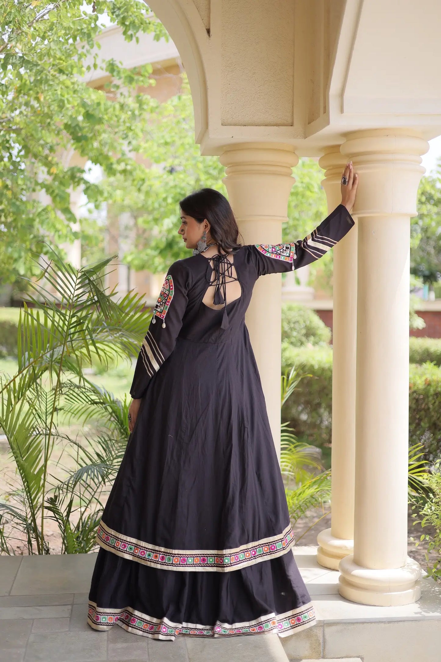 Black Cotton Chaniya Choli With Gamthi Work