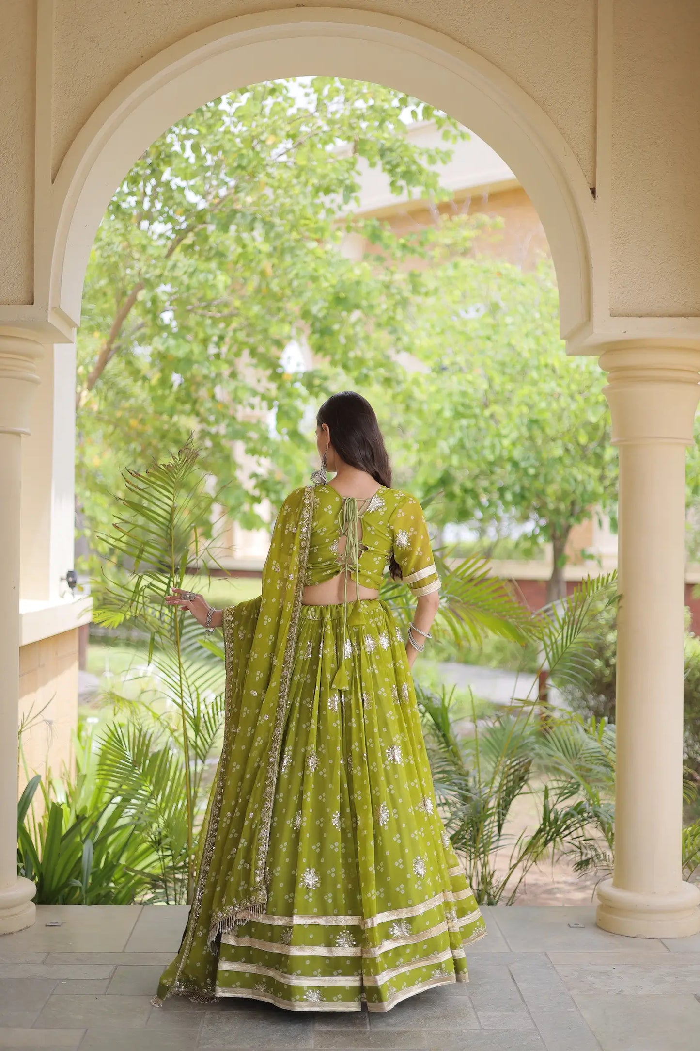 Parrot Green Embroidered Garba Chaniya Choli