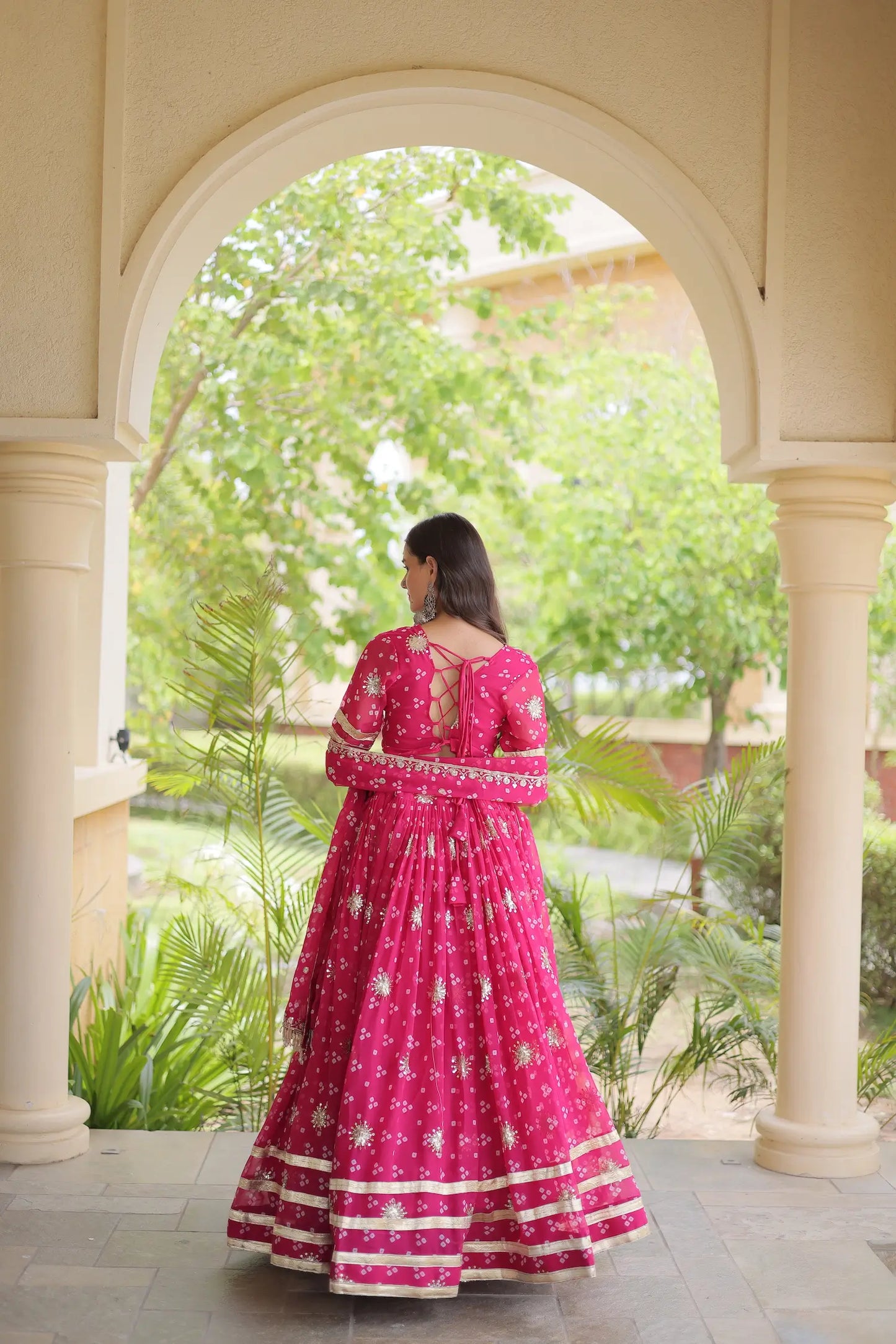 Hot Pink Embroidered Garba Chaniya Choli