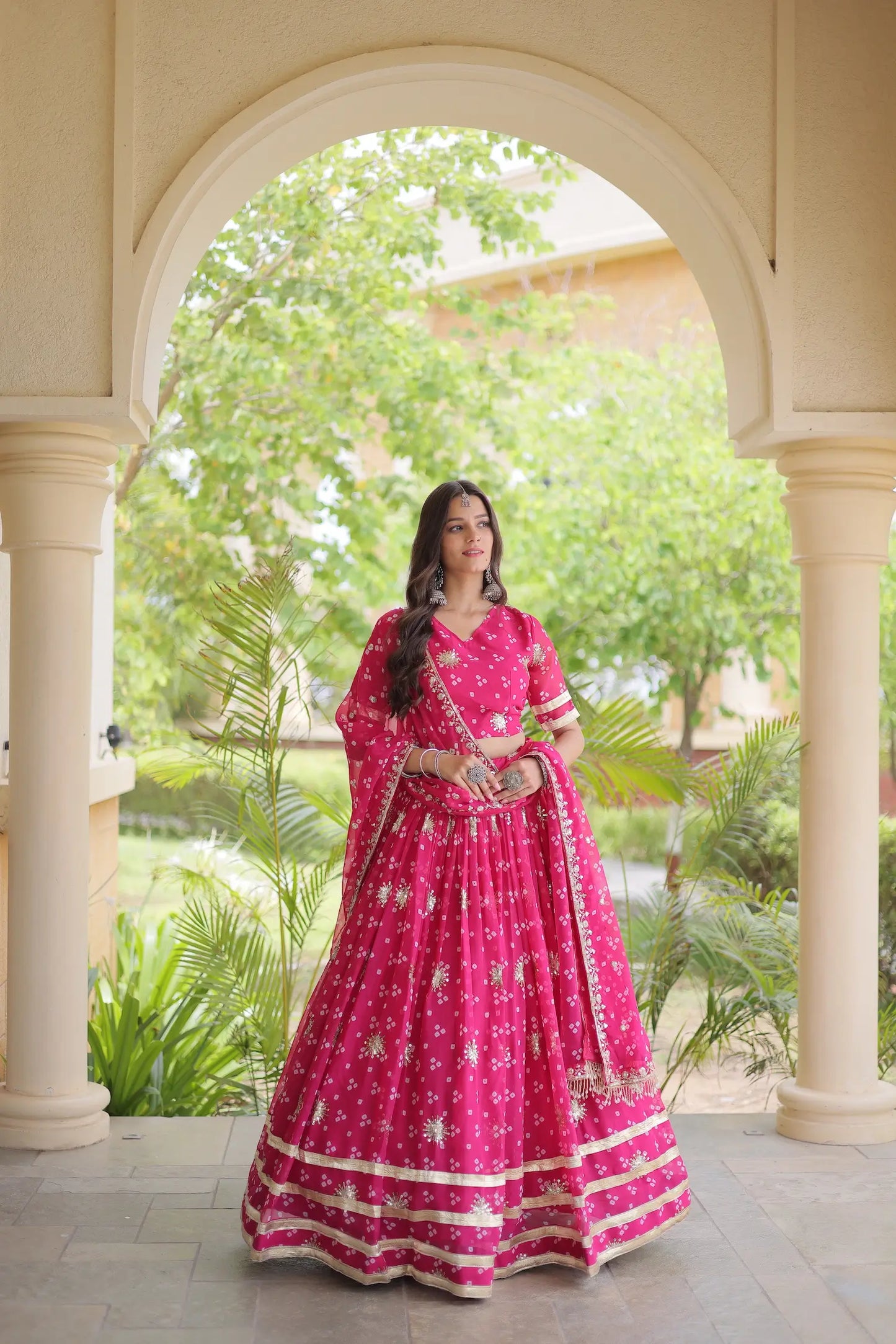 Hot Pink Embroidered Garba Chaniya Choli