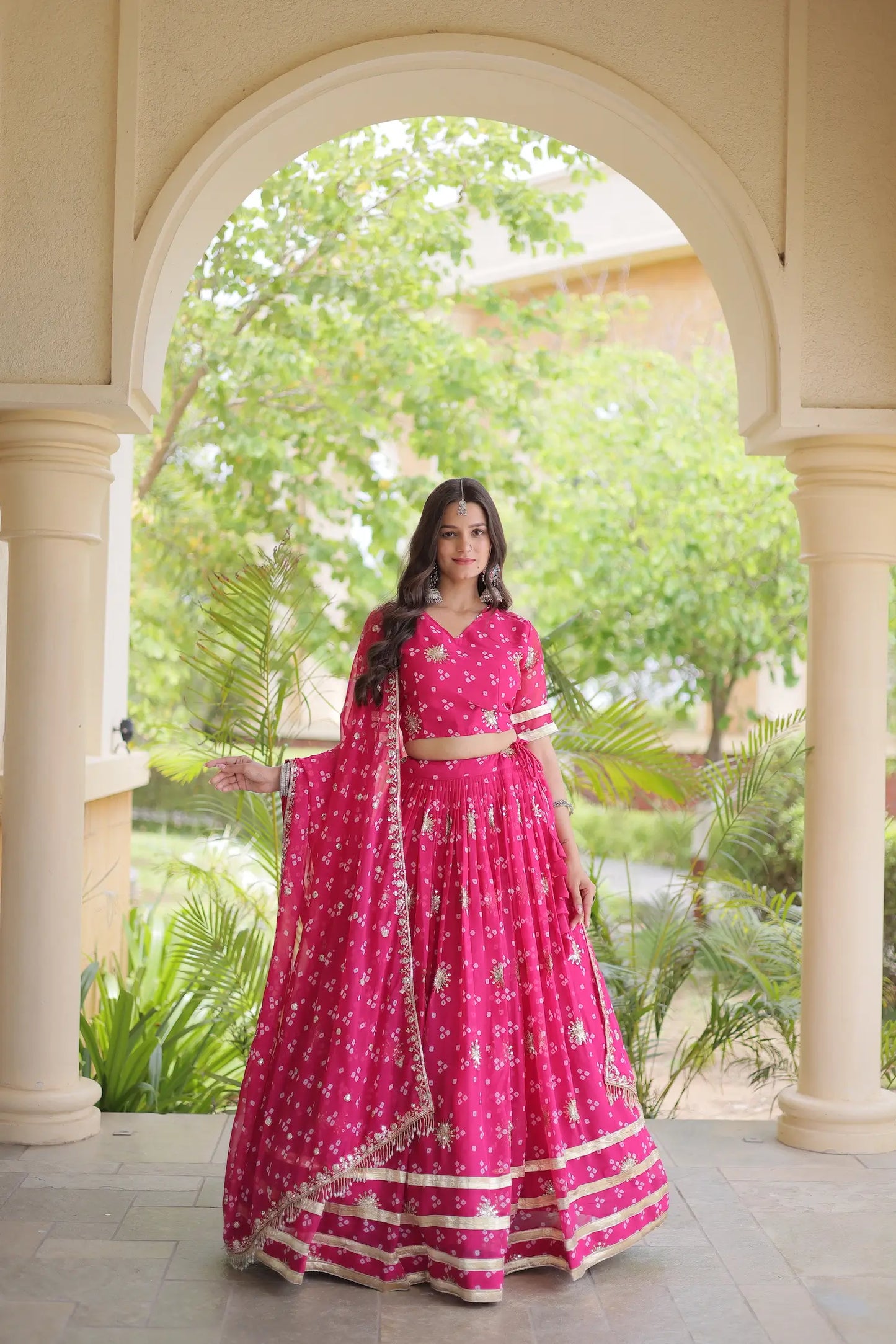 Hot Pink Embroidered Garba Chaniya Choli