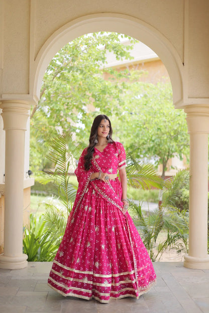 Hot Pink Embroidered Garba Chaniya Choli