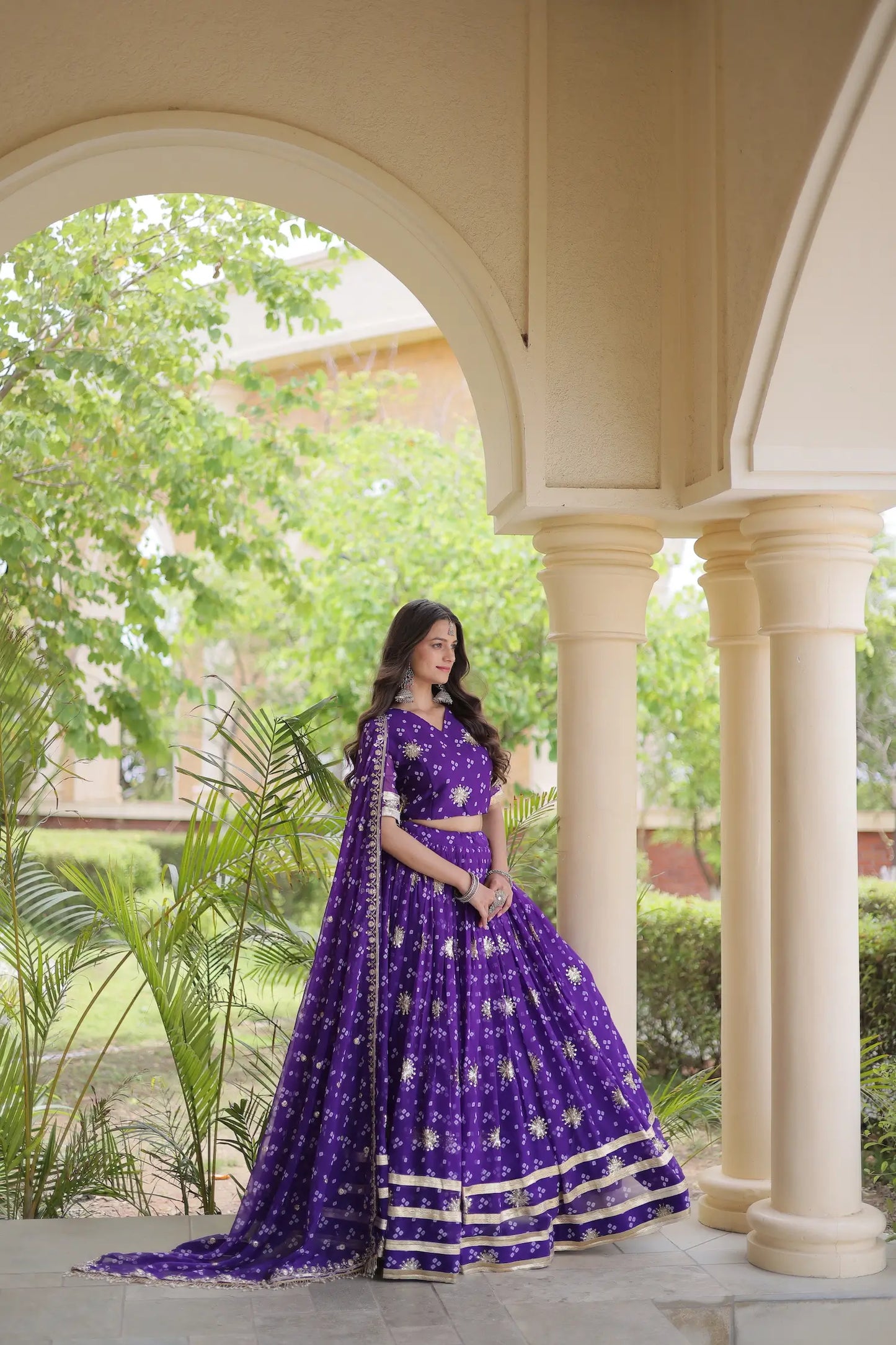 Purple Embroidered Garba Chaniya Choli