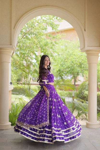 Purple Embroidered Garba Chaniya Choli