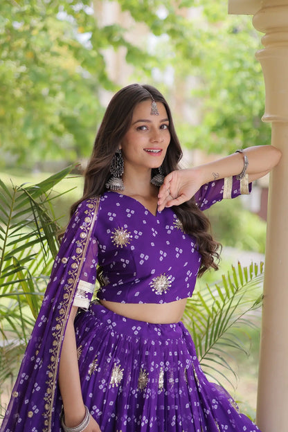 Purple Embroidered Garba Chaniya Choli