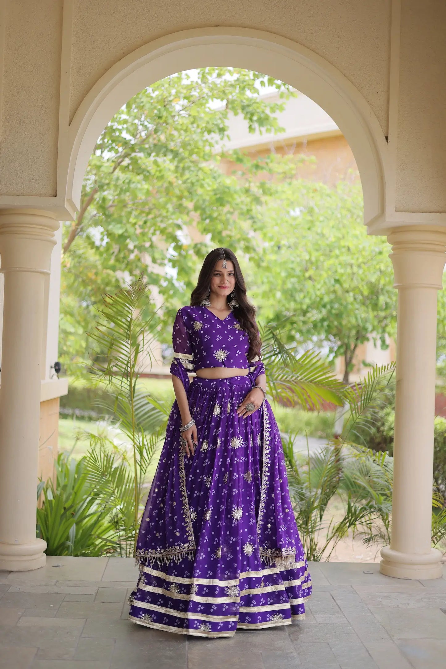 Purple Embroidered Garba Chaniya Choli