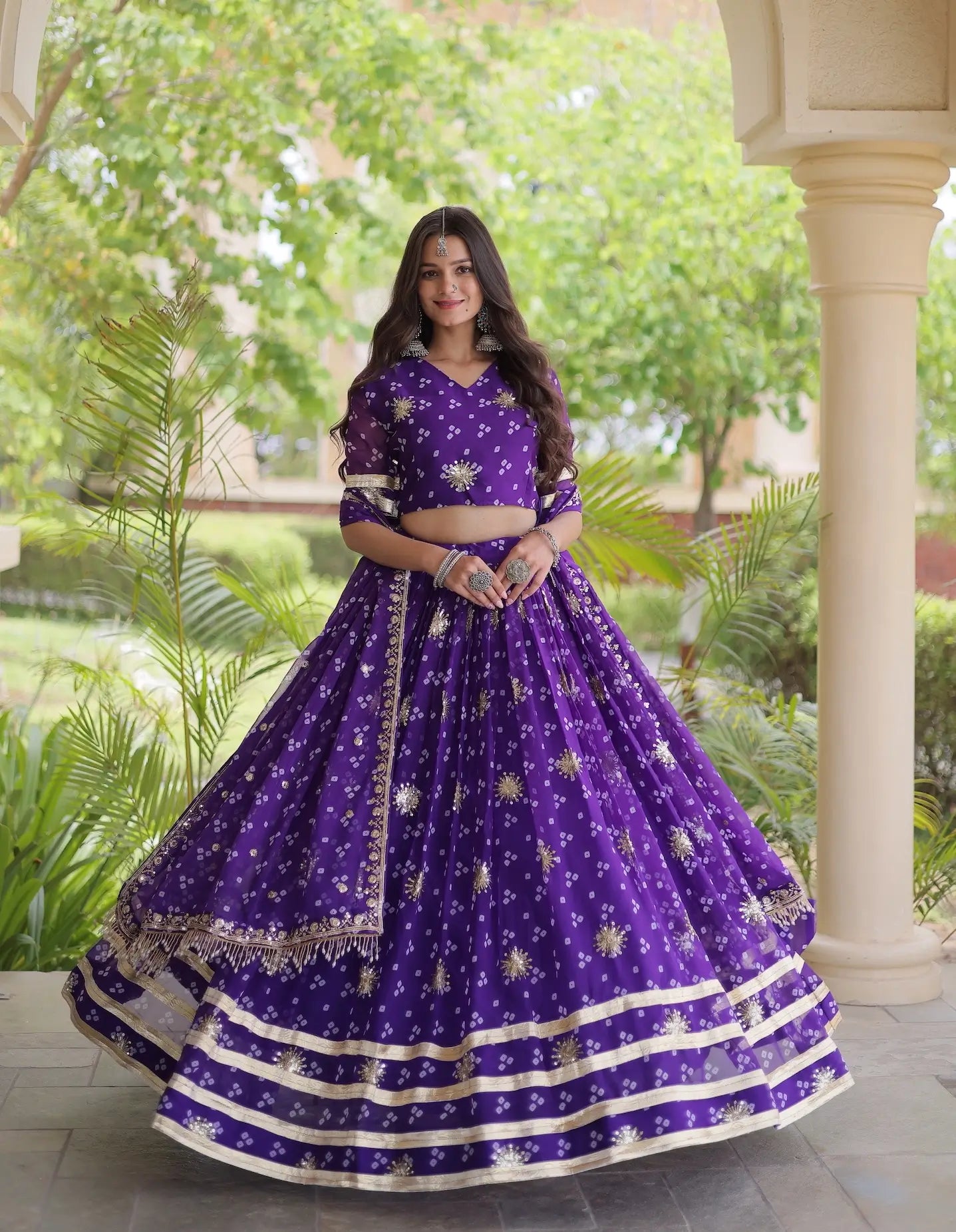 Purple Embroidered Garba Chaniya Choli