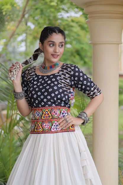 Black-White Cotton Navratri Chaniya Choli