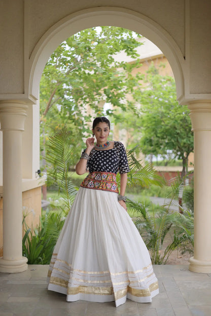 Black-White Cotton Navratri Chaniya Choli