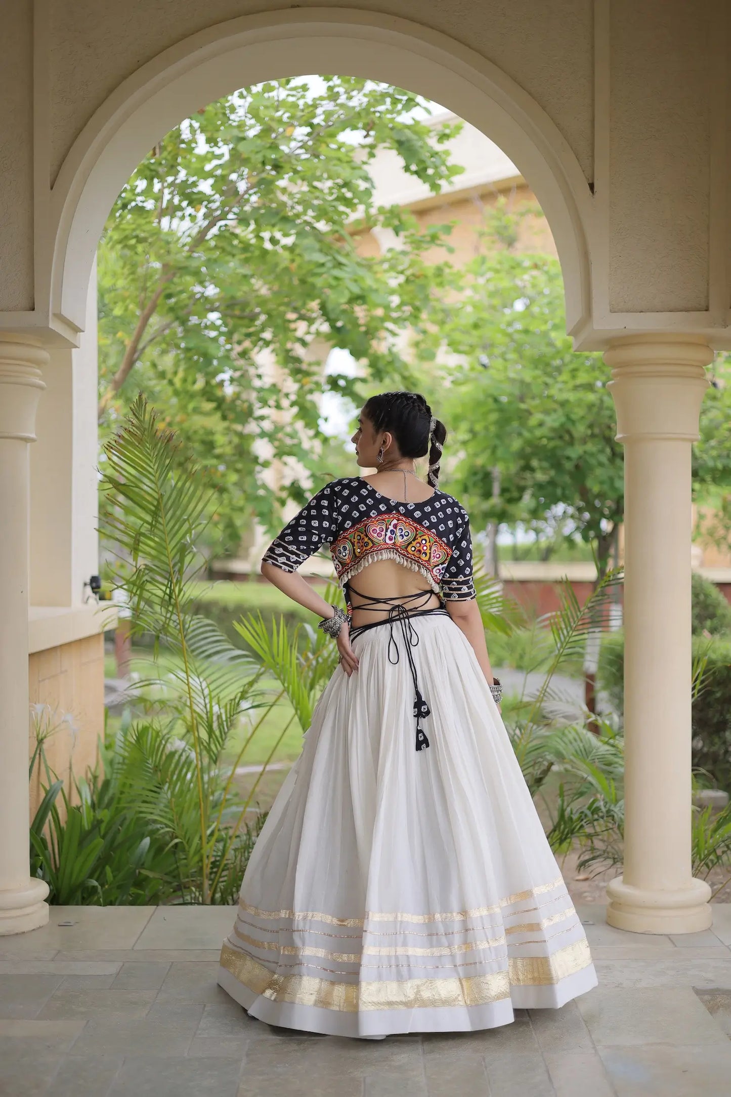 Black-White Cotton Navratri Chaniya Choli
