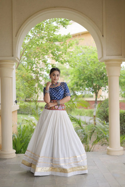 Blue-White Cotton Navratri Chaniya Choli