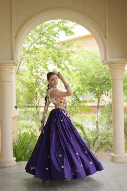Purple Garba Chaniya Choli With Gamthi Work Blouse