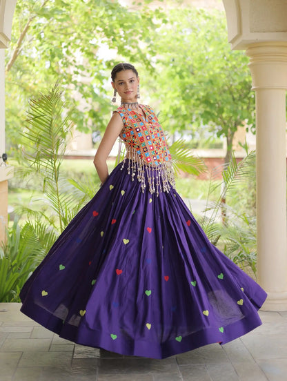Purple Garba Chaniya Choli With Gamthi Work Blouse