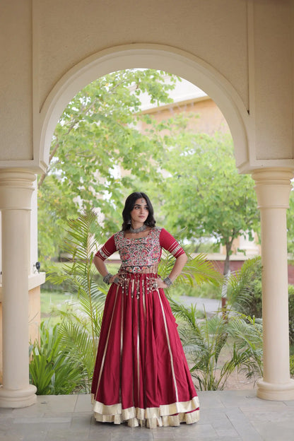 Maroon Navratri Lehenga With Gamthi Work Blouse