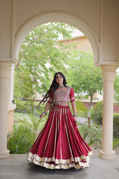 Maroon Navratri Lehenga With Gamthi Work Blouse