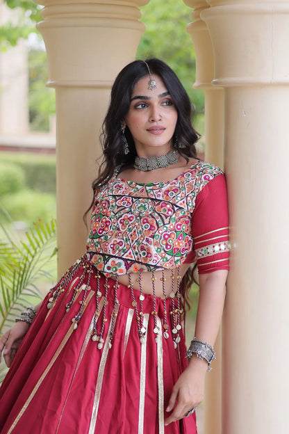 Maroon Navratri Lehenga With Gamthi Work Blouse