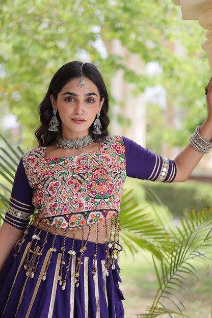 Purple Navratri Lehenga With Gamthi Work Blouse