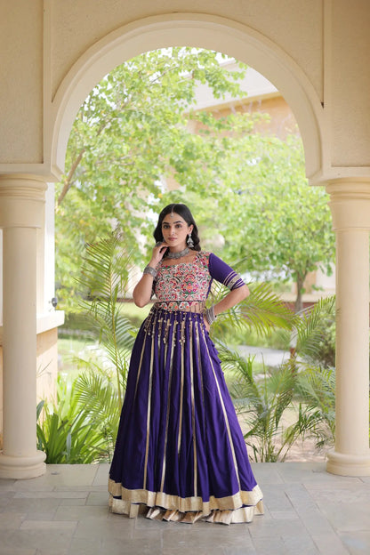 Purple Navratri Lehenga With Gamthi Work Blouse