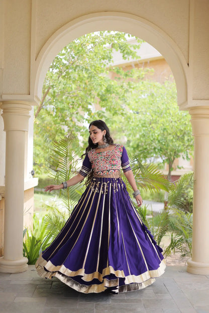 Purple Navratri Lehenga With Gamthi Work Blouse