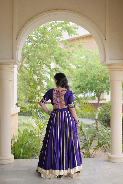 Purple Navratri Lehenga With Gamthi Work Blouse
