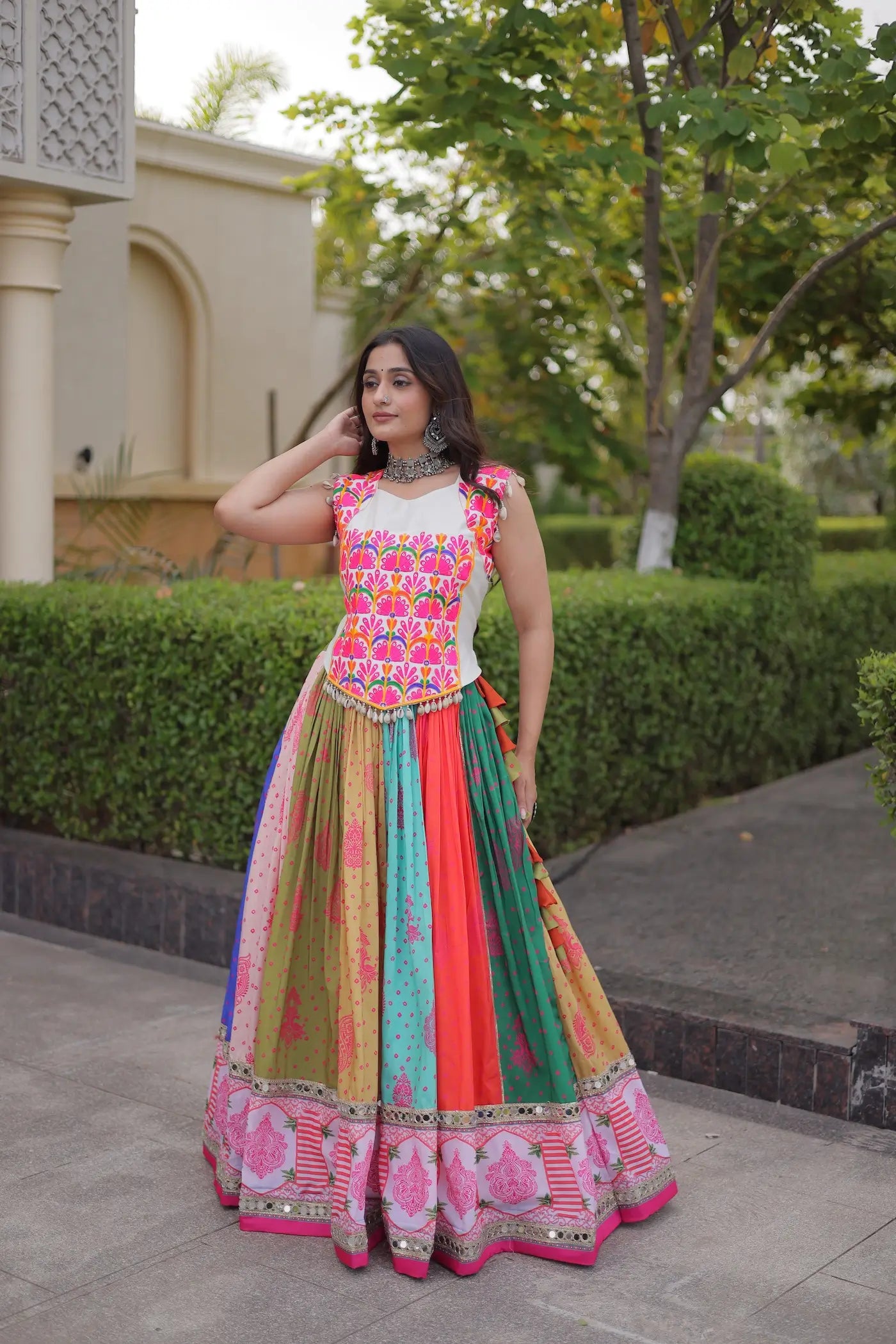 Multicolor Printed Navratri Lehenga Choli