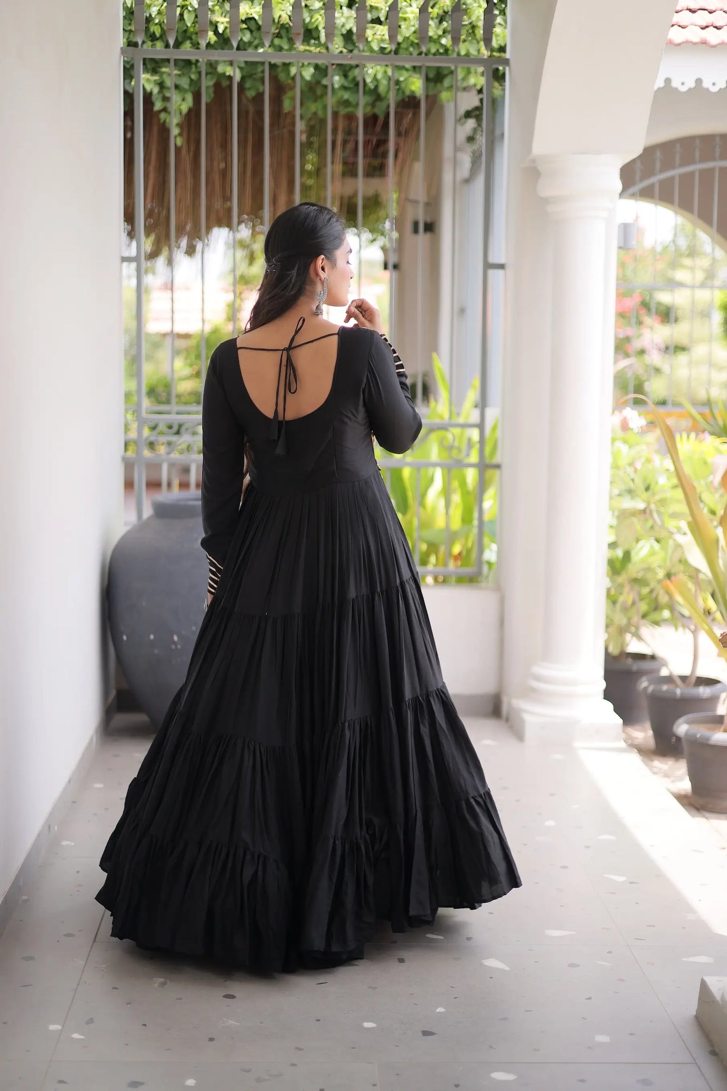 Black Gamthi Work Navratri Gown