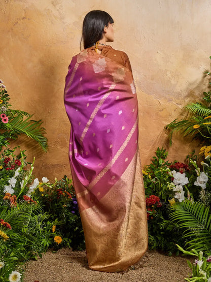 Hot Pink Handloom Weaving Silk Saree