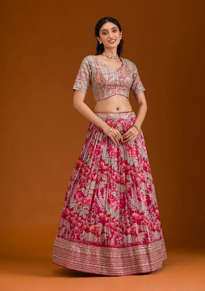 Peach Pink lehenga With Embroidery Lehenga