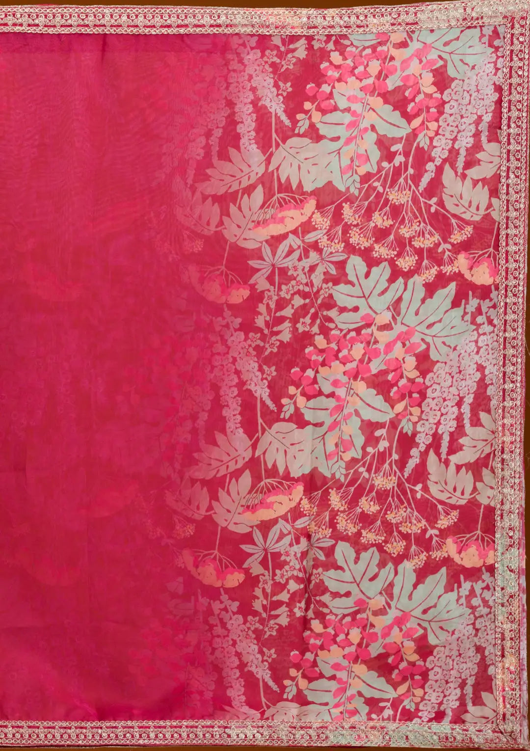 Peach Pink Organza lehenga with Dupatta 