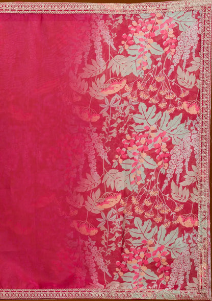 Peach Pink Organza lehenga with Dupatta 