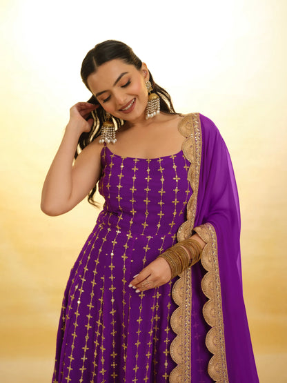 Purple Embroidery Salwar Suit