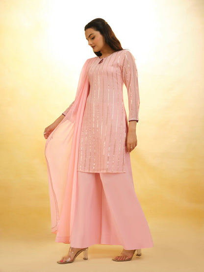 Peach Georgette Salwar Suit With Dupatta