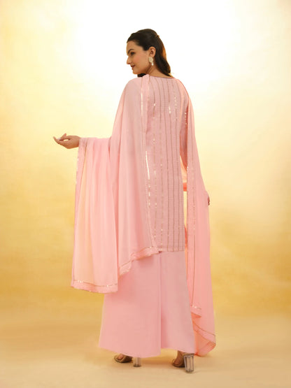 Peach Georgette Salwar Suit With Dupatta