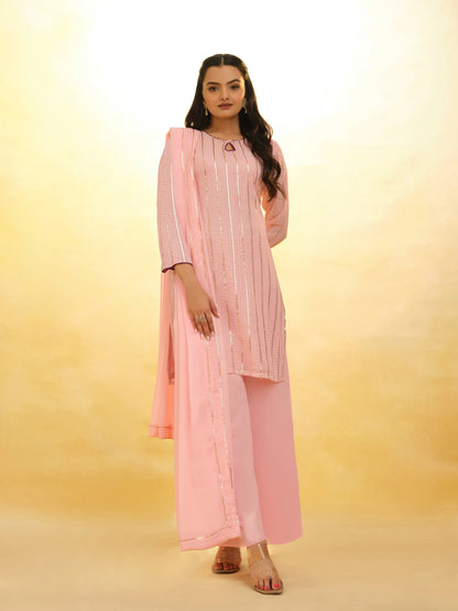 Peach Georgette Salwar Suit With Dupatta