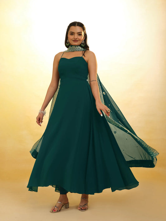 Green Georgette Salwar Suit With Dupatta