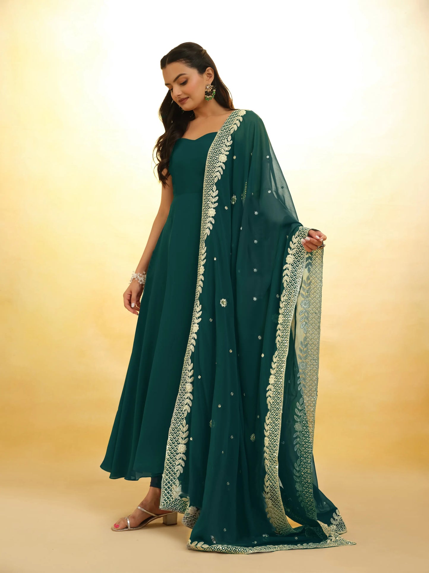 Green Georgette Salwar Suit With Dupatta