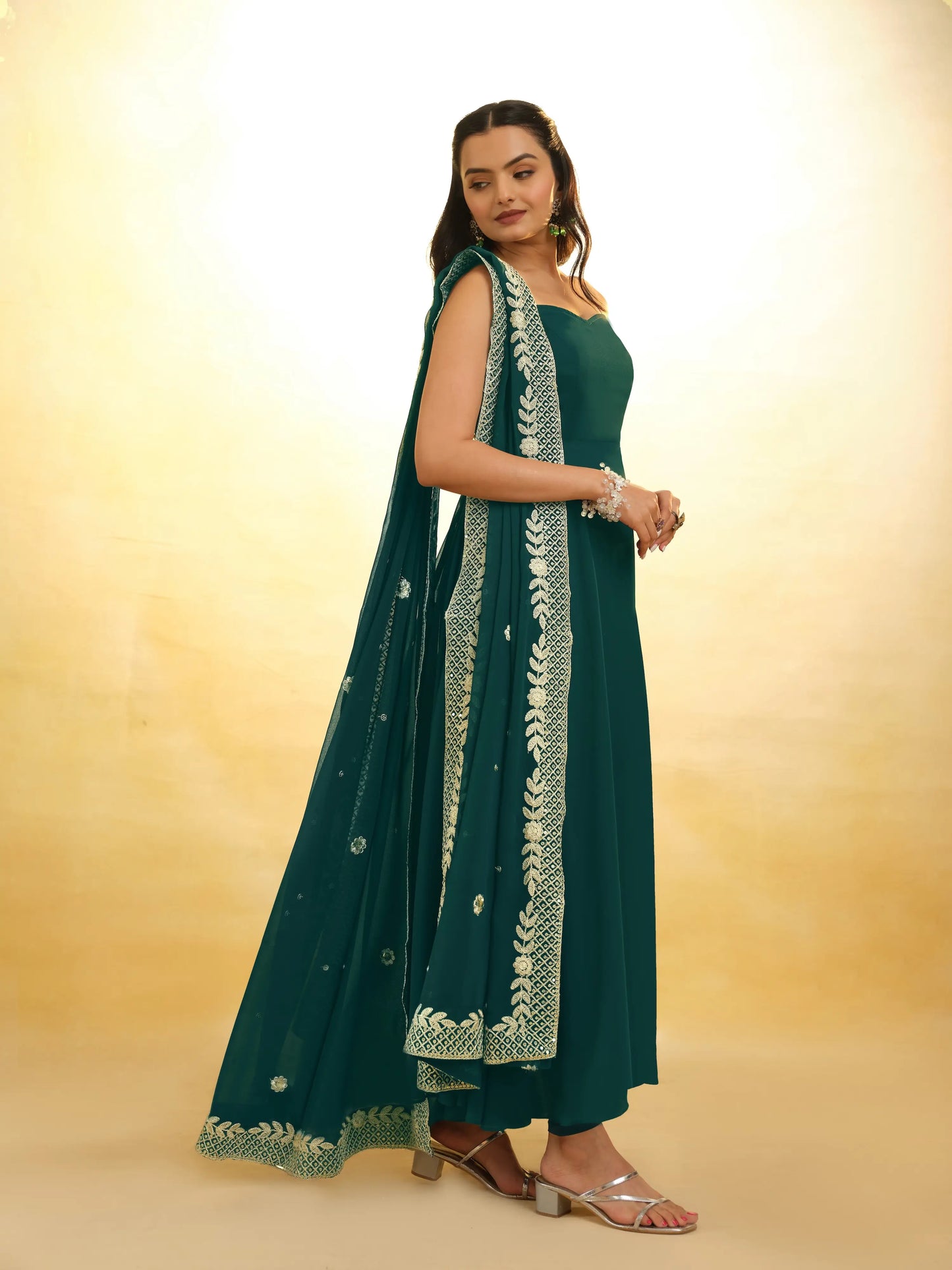 Green Georgette Salwar Suit With Dupatta