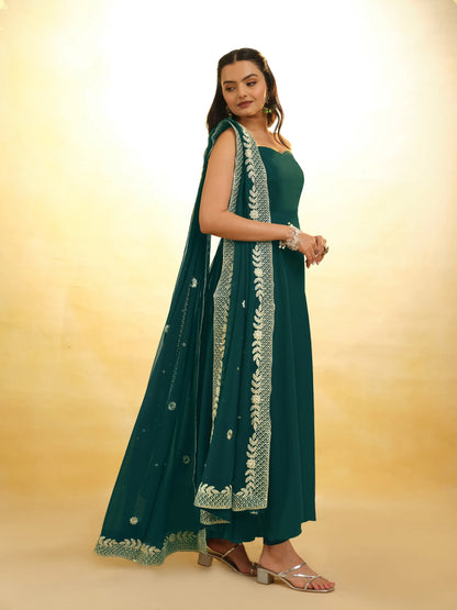 Green Georgette Salwar Suit With Dupatta