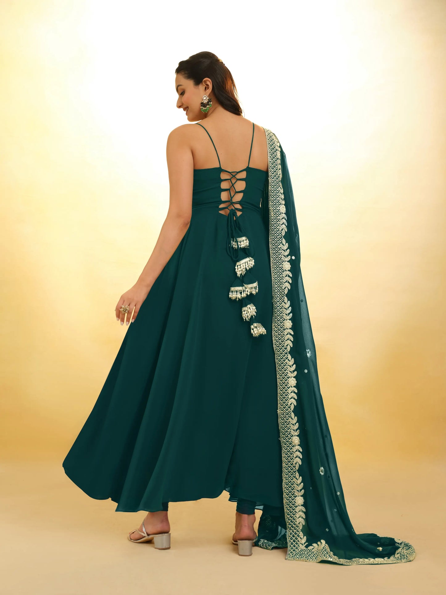 Green Georgette Salwar Suit With Dupatta