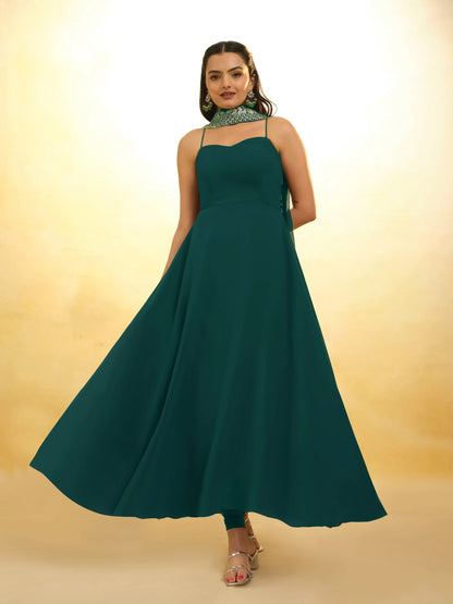 Green Georgette Salwar Suit With Dupatta