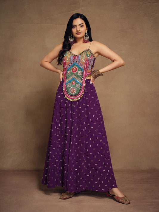 Light Purple Silk With Handwork Co-ord Set