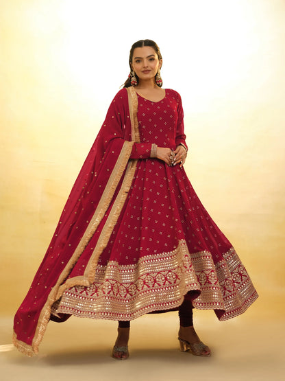 Red Georgette Salwar Suit With Dupatta