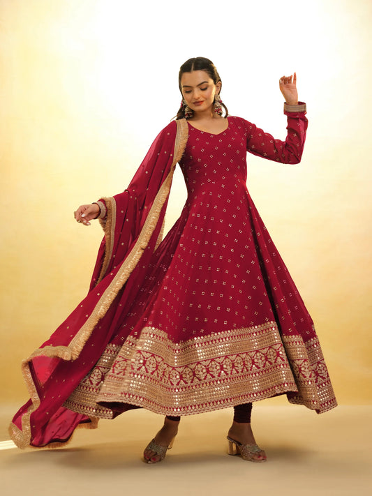 Red Georgette Salwar Suit With Dupatta