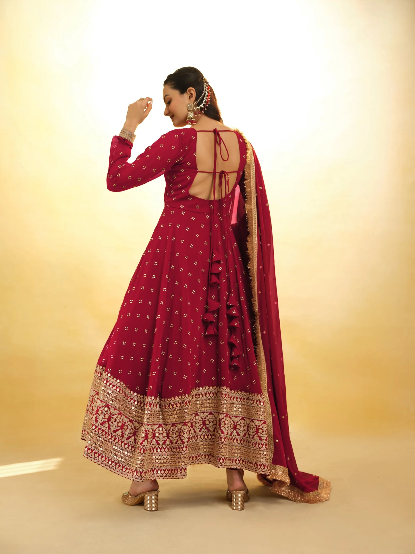 Red Georgette Salwar Suit With Dupatta