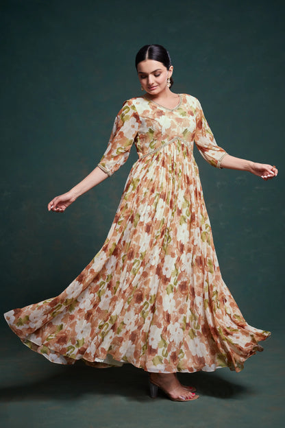 MultiColor Georgette Printed Gown