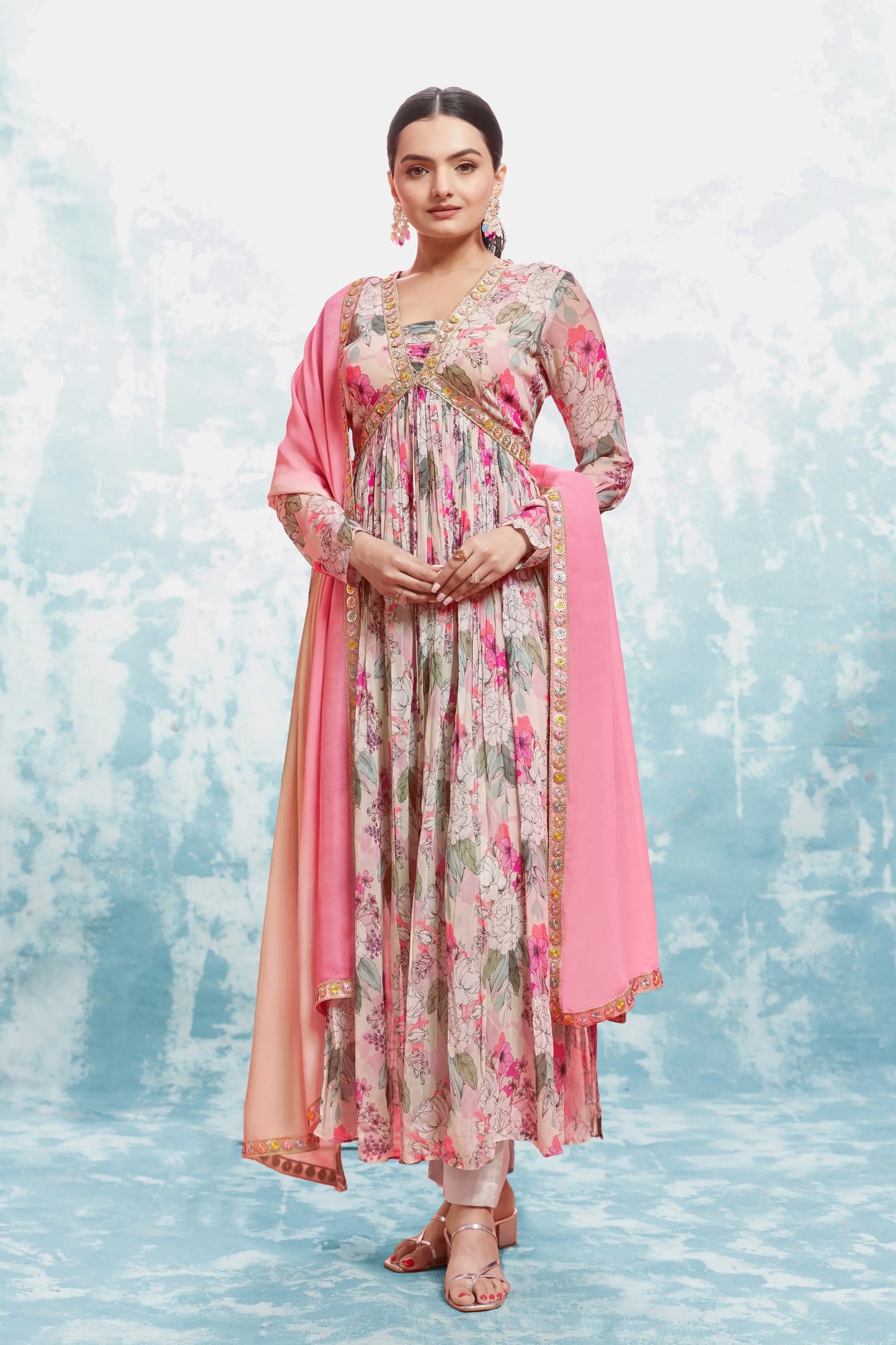 Light Pink Printed And Embroidery Salwar Suit