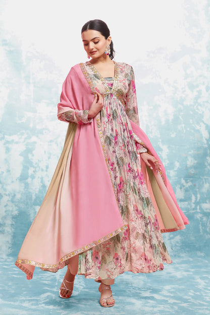 Light Pink Printed And Embroidery Salwar Suit