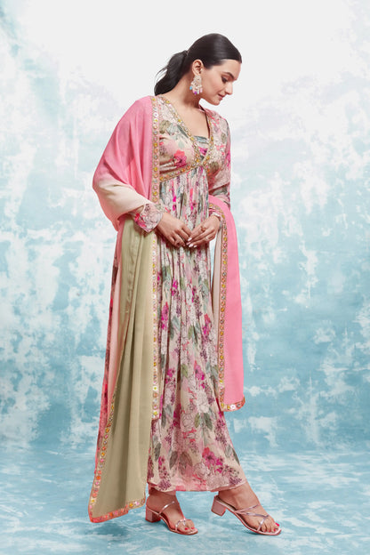 Light Pink Printed And Embroidery Salwar Suit