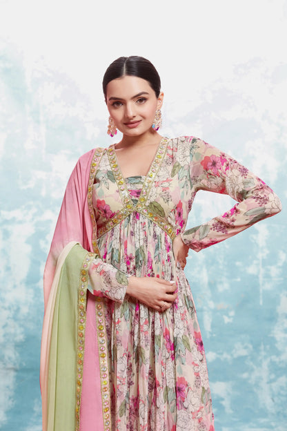 Light Pink Printed And Embroidery Salwar Suit